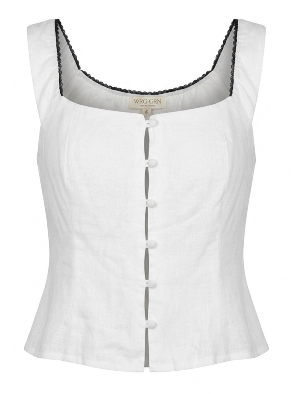 VRG GRL White Linen Button-Front Tank Top